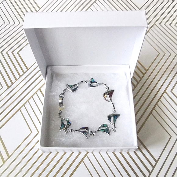 Abalone Shell Nautical Sailboat Bracelet - Picture 4 of 7